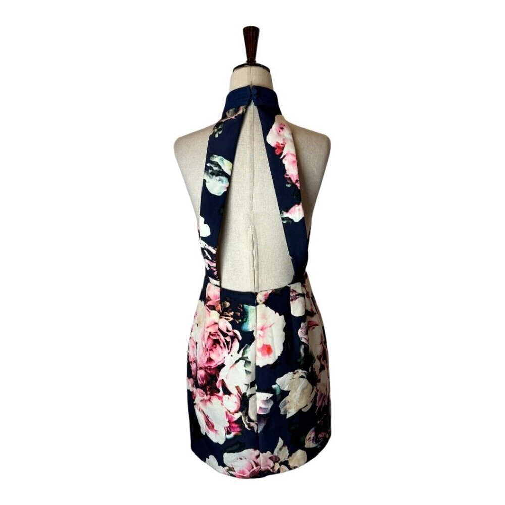 Finders‎ Keepers Dress Women XS Blue Floral Print Halter Neck Illuminati Mini - Picture 3 of 12